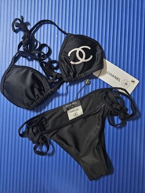Black Logo Triangle Bikini Set
